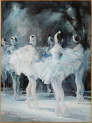 Sample artwork by Miloslava Vrbova (1909 - 1991), known for figure and genre painting, ballerinas - View similar artists and auction records