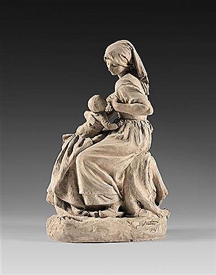 Paysanne française allaitant son enfant by Aime-Jules Dalou - Auction record, sale price, and art valuation. Compare with similar artists and explore comparable artworks.