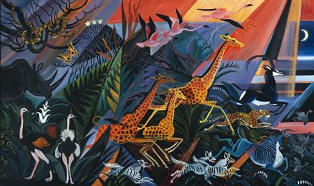 "Nightfall - Ngorongoro" 1996 by Dahlov Ipcar - Auction record, sale price, and art valuation. Compare with similar artists and explore comparable artworks.