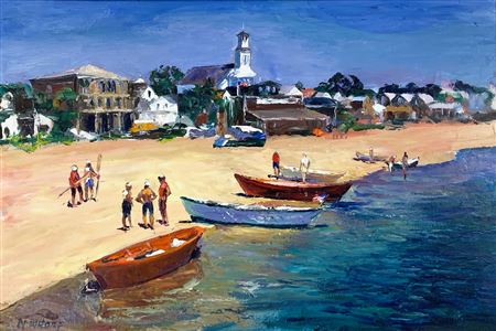 Provincetown Dory Races II by Nancy Whorf - Auction record, sale price, and art valuation. Compare with similar artists and explore comparable artworks.