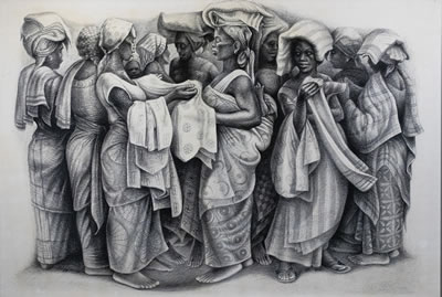 Cloth Traders by John Anansa Thomas Biggers - Auction record, sale price, and art valuation. Compare with similar artists and explore comparable artworks.