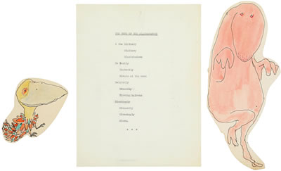 Archive of 45 original colored watercolor drawings for Uncle Shelby's Zoo: Don't Bump the Glump! by Shel (Sheldon) Silverstein - Auction record, sale price, and art valuation. Compare with similar artists and explore comparable artworks.