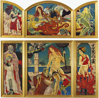 The Cloisters Venus and Pope's Workout by Masami Teraoka - Auction record, sale price, and art valuation. Compare with similar artists and explore comparable artworks.