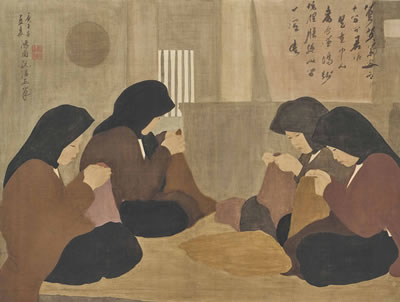 Sample artwork by Phan Chanh Nguyen (1892 - 1984), known for oriental genre, landscape and figure painting on silk - View similar artists and auction records