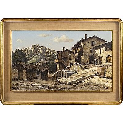 Landscape of Valle Saviore" by Pietro Leidi - Auction record, sale price, and art valuation. Compare with similar artists and explore comparable artworks.
