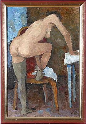 Female nude at the toilet by Richard Eberle - Auction record, sale price, and art valuation. Compare with similar artists and explore comparable artworks.