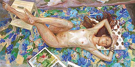 Sample artwork by Gan Chin Lee (Born 1977), known for multi panels of expressive paintings, narrative urban scenes, racial issue themes - View similar artists and auction records