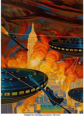 Sample artwork by Henry Van Dongen (Born 1920), known for science fiction illustration - View similar artists and auction records