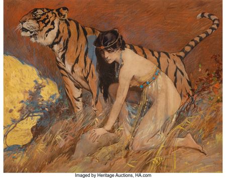 Lady and Tiger by Dan Smith - Auction record, sale price, and art valuation. Compare with similar artists and explore comparable artworks.