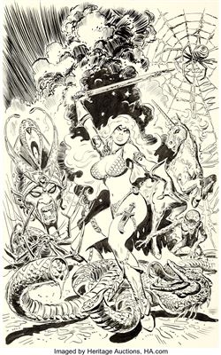 Sample artwork by Frank Thorne (Born 1930), known for cartoonist - View similar artists and auction records