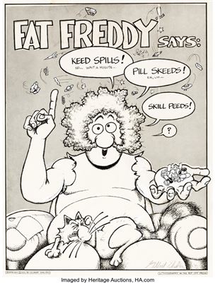 The Fabulous Furry Freak Brothers #3 Back Cover Original Art (Rip Off Press, 1972) by Gilbert Shelton - Auction record, sale price, and art valuation. Compare with similar artists and explore comparable artworks.