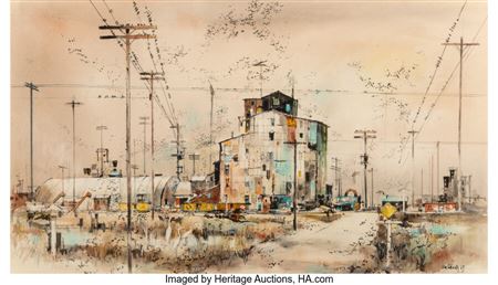 Main Street by Edward Schiwetz - Auction record, sale price, and art valuation. Compare with similar artists and explore comparable artworks.