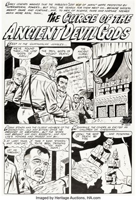 Adventures into Darkness #14 Complete 7-Page Story "The Curse of the Ancient Devil Gods" Original Art (Pines Comics, 1954) by Rocco Mastroserio - Auction record, sale price, and art valuation. Compare with similar artists and explore comparable artworks.