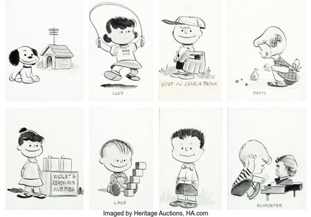 Peanuts Early Character Illustrations by Charles Schulz (1953/1954) by Charles Monroe Schulz - Auction record, sale price, and art valuation. Compare with similar artists and explore comparable artworks.