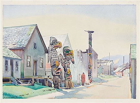 Totems, Alert Bay by Walter Joseph Phillips - Auction record, sale price, and art valuation. Compare with similar artists and explore comparable artworks.