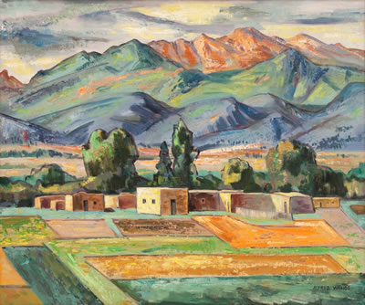 Adobe Landscape by Alfred Wands - Auction record, sale price, and art valuation. Compare with similar artists and explore comparable artworks.