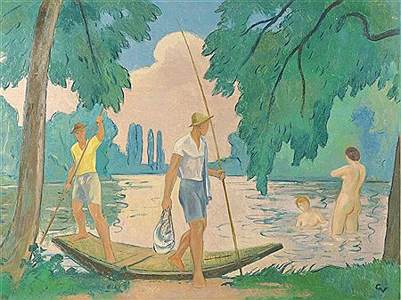 Angler and bathers on the Althein by Georg Vorhauer - Auction record, sale price, and art valuation. Compare with similar artists and explore comparable artworks.