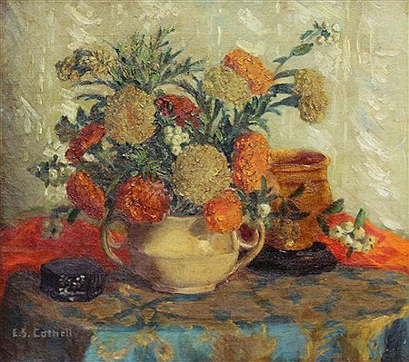 Floral Still Life by Edna Cathell - Auction record, sale price, and art valuation. Compare with similar artists and explore comparable artworks.