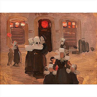 BRETON WOMEN BY STREET LIGHT by Robert Brough - Auction record, sale price, and art valuation. Compare with similar artists and explore comparable artworks.
