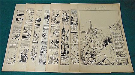 Sample artwork by Dan Barry (1923 - 1997), known for comic strips, spiderman, tarzan, flash gordon - View similar artists and auction records