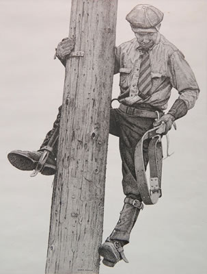 Ohio Bell Telephone Lineman by Hans Busch - Auction record, sale price, and art valuation. Compare with similar artists and explore comparable artworks.