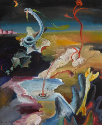 Sample artwork by Emmy (Emma Frith) Bridgwater (1906 - 1999), known for surrealist paintings, pen and ink drawing, graphics and poetry - View similar artists and auction records