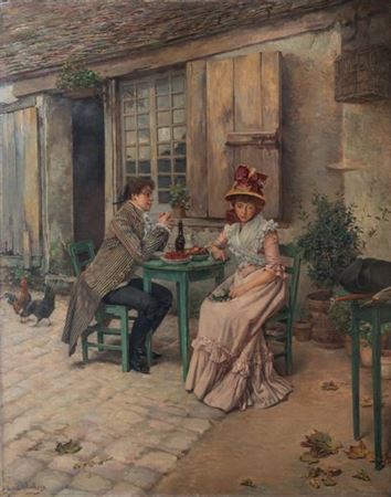 Sample artwork by Louis Eugène Leroux (1833 - 1905), known for paintings - View similar artists and auction records