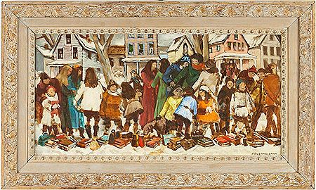 Sample artwork by Carl John Zimmerman (1900 - 1985), known for genre, figure, portrait, mural - View similar artists and auction records