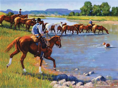 Sample artwork by H Steven Oiestad (Born 1956), known for rural landscape, animal, still life - View similar artists and auction records
