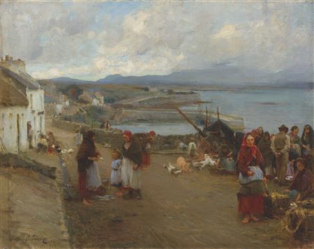 Life in Connemara, a Market Day by Walter Frederick Osborne - Auction record, sale price, and art valuation. Compare with similar artists and explore comparable artworks.