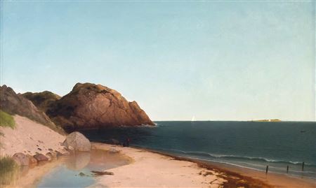 "Singing Beach & Eagle Rock, Magnolia, Massachusetts" by John Frederick Kensett - Auction record, sale price, and art valuation. Compare with similar artists and explore comparable artworks.