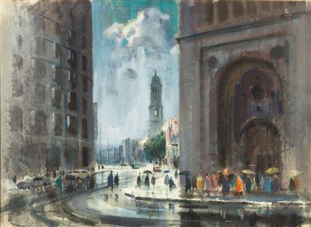 Sample artwork by Ralph Hillyer Avery (1906 - 1976), known for town-landscape painting, illustration - View similar artists and auction records