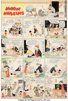 Moon Mullins Hand-Colored Sunday Comic Strip Original Art dated 10-19-24 (Chicago Tribune, 1924) by Frank Willard - Auction record, sale price, and art valuation. Compare with similar artists and explore comparable artworks.