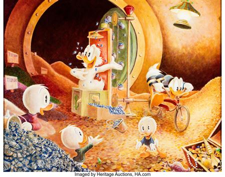 Saturday's Sapphire Shower" Scrooge McDuck and Donald Duck Painting by Patrick Block (Walt Disney, 2002) by Patrick Block - Auction record, sale price, and art valuation. Compare with similar artists and explore comparable artworks.
