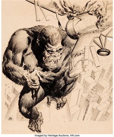 Gray Morrow The Monster Times #1 Cover "King Kong" Scene Original Art and Reading Copy (Monster Times Publ., 1972) by Gray Morrow - Auction record, sale price, and art valuation. Compare with similar artists and explore comparable artworks.