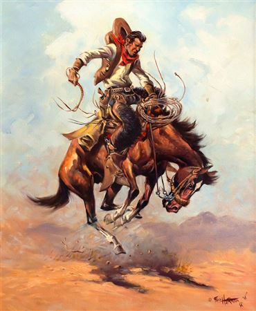 Sample artwork by Fred Harman Jr (1902 - 1982), known for cartoonist, cowboy-western genre painting - View similar artists and auction records