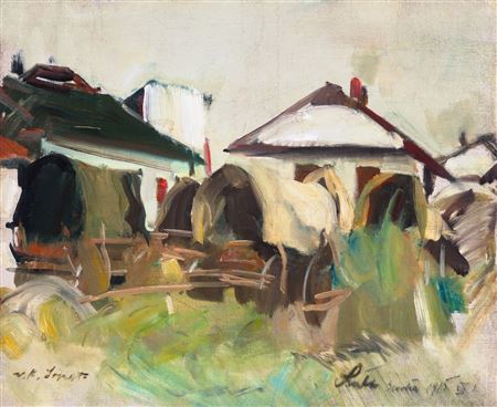 Snowy Landscape (Supply-column), 1915 by Peter Szule - Auction record, sale price, and art valuation. Compare with similar artists and explore comparable artworks.