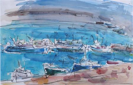 BOATS AT DOCK by George Frederick Buehr - Auction record, sale price, and art valuation. Compare with similar artists and explore comparable artworks.