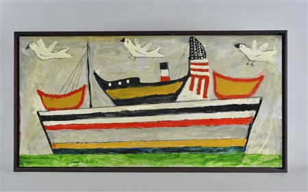Sample artwork by Aaron Birnbaum (1895 - 1998), known for naive figure-genre, structure - View similar artists and auction records