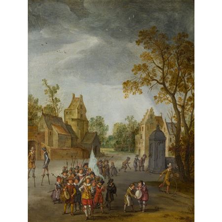 Sample artwork by Cornelis Droochsloot (1630 - 1673), known for town and landscape painting - View similar artists and auction records