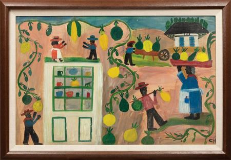 "Woman Carrying Gourds" by Clementine Reuben Hunter - Auction record, sale price, and art valuation. Compare with similar artists and explore comparable artworks.