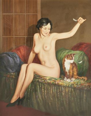 Female Nude & Cat by Charles E Rubino - Auction record, sale price, and art valuation. Compare with similar artists and explore comparable artworks.