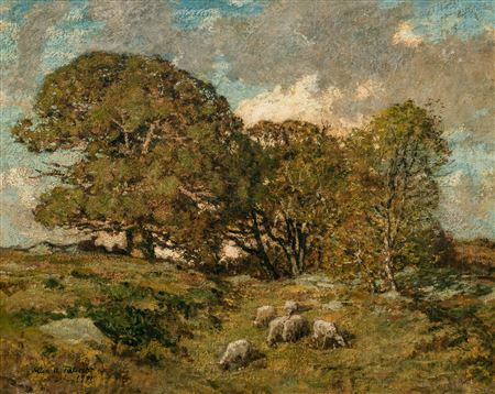 Landscape with Sheep Grazing by Allen Talcott - Auction record, sale price, and art valuation. Compare with similar artists and explore comparable artworks.