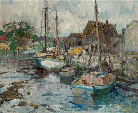 Sample artwork by Harry Aiken Vincent (1864 - 1931), known for impressionist marine and shore-harbor views painting - View similar artists and auction records