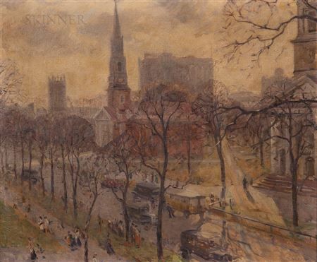 The Three Churches on the New Haven Green by Frederick Lester Sexton - Auction record, sale price, and art valuation. Compare with similar artists and explore comparable artworks.