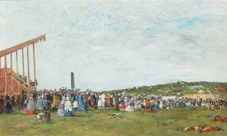 Deauville. Le champ de courses en 1866 by Eugene Louis Boudin - Auction record, sale price, and art valuation. Compare with similar artists and explore comparable artworks.