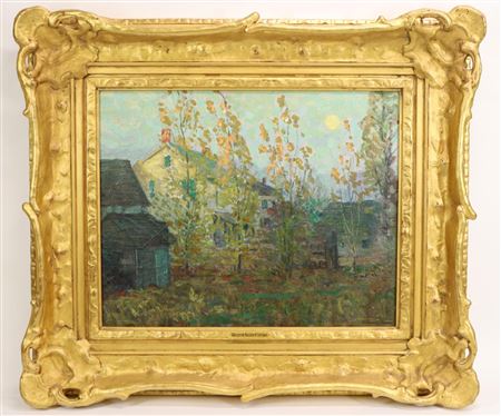 Impressionist view of a home through the trees. by Margaret Goddard Carlson - Auction record, sale price, and art valuation. Compare with similar artists and explore comparable artworks.