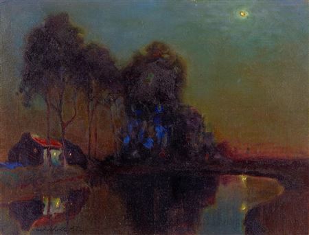 Moon over a pool by Charles Rollo Peters - Auction record, sale price, and art valuation. Compare with similar artists and explore comparable artworks.