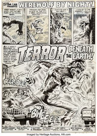 Werewolf by Night #9 Story Page 1 Original Art (Marvel, 1973) by Tom Sutton - Auction record, sale price, and art valuation. Compare with similar artists and explore comparable artworks.