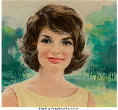 Portrait of Jackie Kennedy, Cosmopolitan magazine cover, April 1961 by Jon Whitcomb - Auction record, sale price, and art valuation. Compare with similar artists and explore comparable artworks.